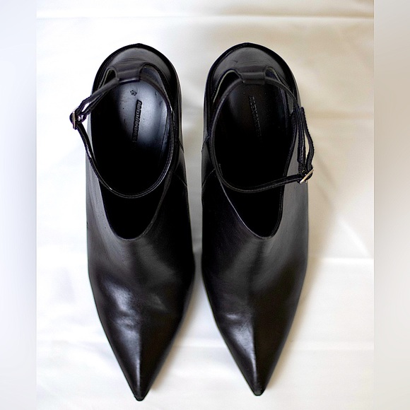 Alexander Wang Black Leather Pointy Toe Caged Ankle Stilettos Size 39.5 - Picture 6 of 7